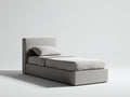 Cama individual tapizada gris claro 200x90x100 cm estilo moderno cabecero alto dormitorio