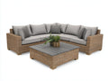 Sofás de exterior conjunto sofá esquinero ratán con mesa 260x260x70 cm - Natural-Gris - Estilo moderno de terraza