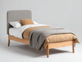 Camas individuales cama individual madera natural tapizado gris claro 200x90x100 cm estilo moderno minimalista funcional