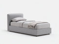 Camas individuales madera tapizada gris claro 200x90x100 cm estilo moderno cabecero curvo dormitorio
