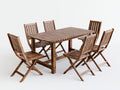 Conjuntos de comedor de jardín conjunto mesa y sillas madera maciza 180x90x75 cm - Natural - Estilo rústico plegable