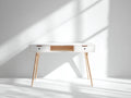 Mesas de oficina - escritorio madera natural blanco 120x50x75 cm - escritorio moderno con cajones dobles y estante central