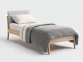Camas individuales cama de madera tapizada 200x90x110 cm - Madera natural-Gris - Estilo escandinavo moderno