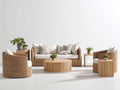 Sofás de exterior - conjunto de jardín de ratán sintético con sofá 3 plazas 200x80x75 cm 2 sillones 80x80x75 cm mesa de centro redonda estilo moderno natural