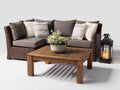 Sofás de exterior conjunto sofá esquinero ratán con mesa 250x200x70 cm - Marrón-Gris - Estilo rústico elegante