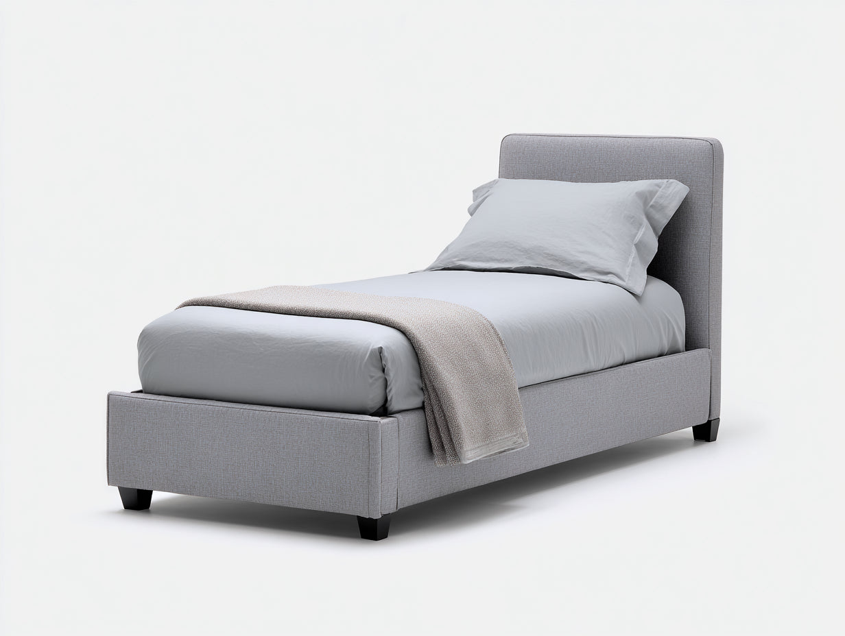 Cama individual tapizada moderna 200x90x110 cm - gris claro - estilo minimalista dormitorio