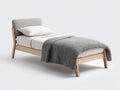 Camas individuales - cama de madera natural y tapizado gris 200x90x95 cm - cabecero acolchado estilo moderno minimalista