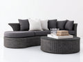 Sofás de exterior sofá esquinero modular ratán sintético gris 240x180x70 cm mesa auxiliar redonda estilo terraza moderno