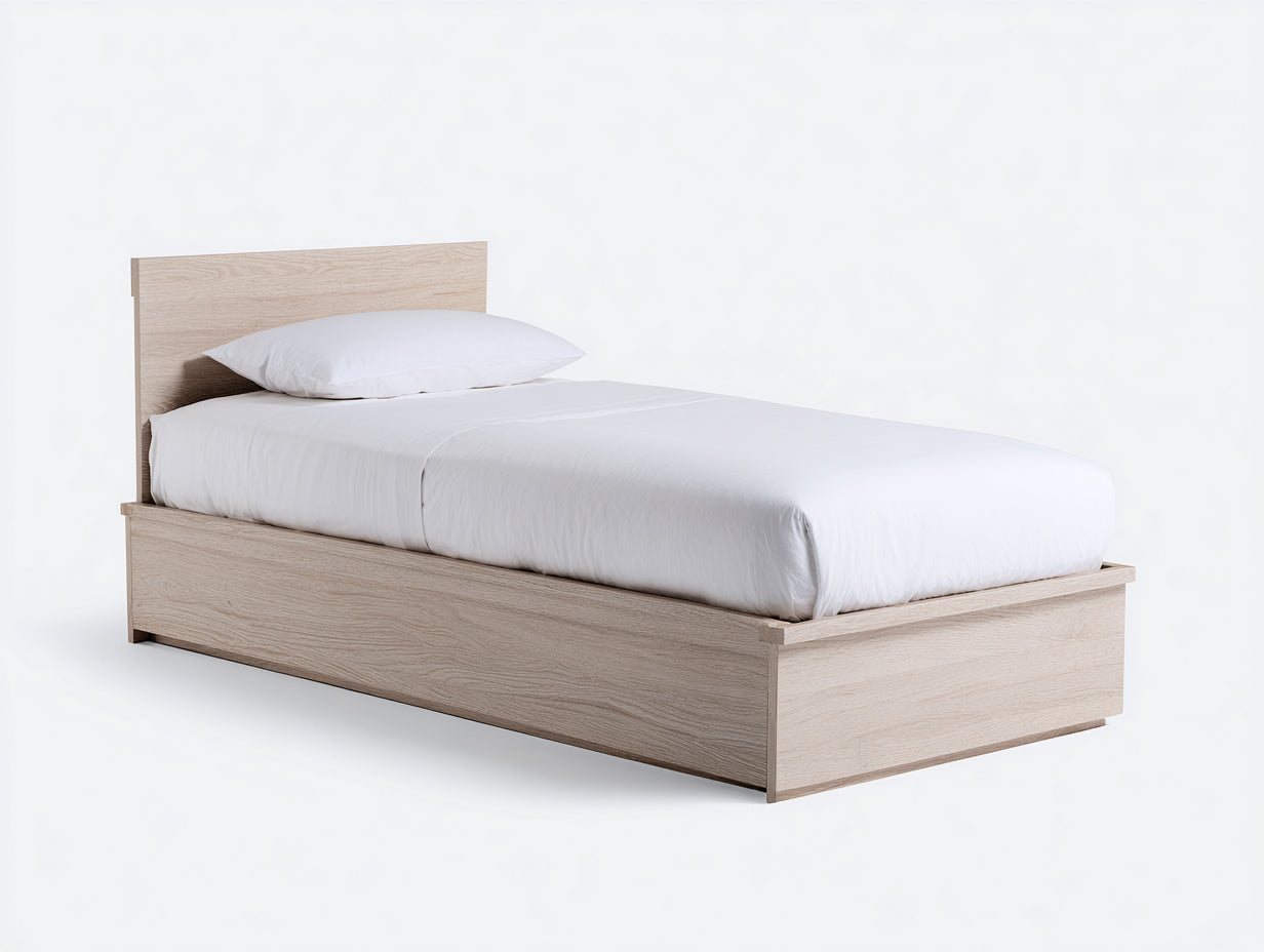 Camas individuales - cama de madera natural 200x90x100 cm - cabecero minimalista estilo moderno funcional