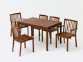Conjuntos de comedor de jardín madera natural estilo rústico 140x80x75 cm mesa rectangular con 5 sillas diseño exterior terraza
