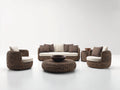 Sofás de exterior - conjunto de jardín de ratán natural sofá 3 plazas con 2 sillones mesa de centro redonda y mesas auxiliares 260x180x75 cm estilo moderno natural