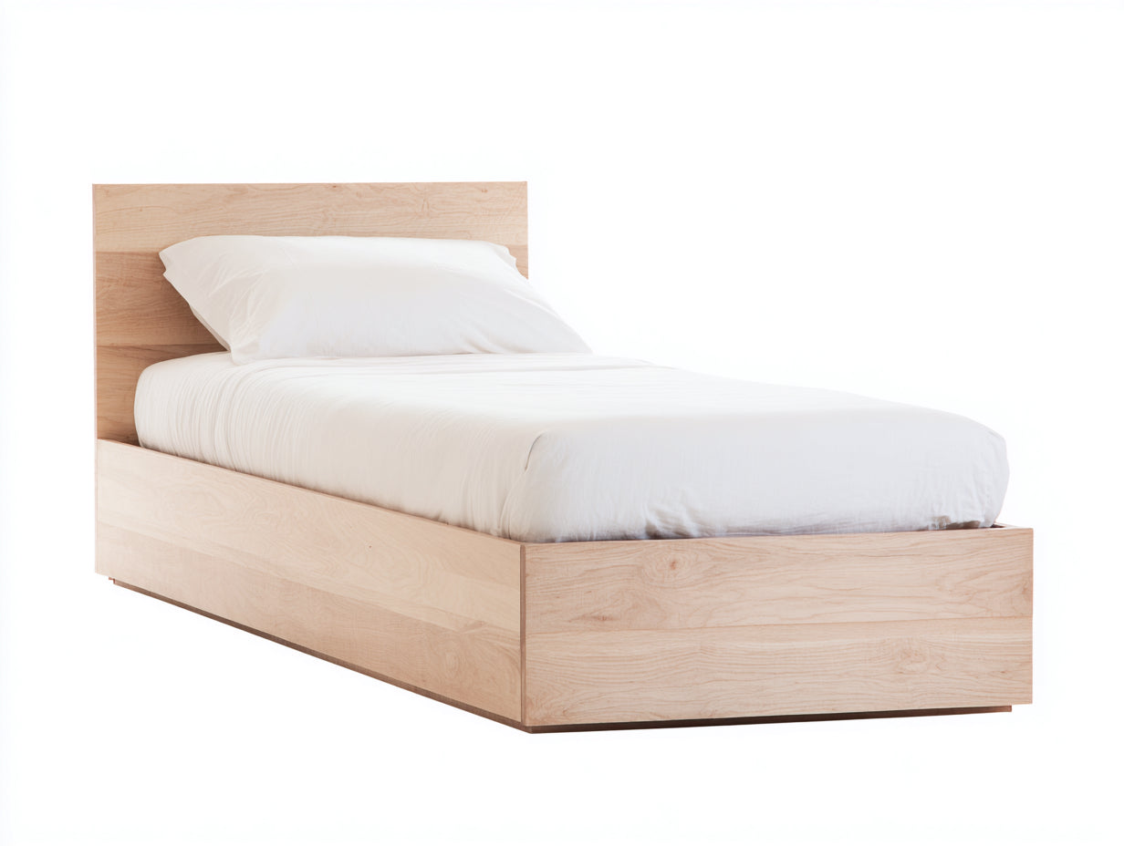 Camas individuales cama de madera 200x90x110 cm - Madera natural - Estilo moderno minimalista