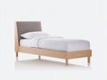 Camas individuales madera natural gris claro 200x90x95 cm estilo moderno cabecero tapizado dormitorio