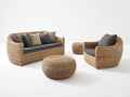 Sofás de exterior conjunto de sofa de ratán con mesa y taburetes 200x160x75 cm color natural beige estilo bohemio jardin terraza