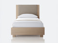 Camas individuales cama de madera tapizada 200x90x110 cm - Beige-Madera natural - Estilo moderno minimalista